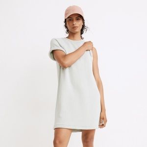 Madewell MWL Airyterry Sweatshirt Tee Dress - Heather Sage Mist - Size M